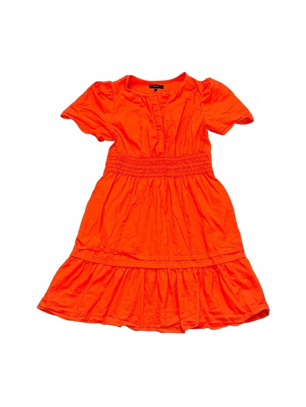 Quince Orange Short Sleeve Smocked Waist Dress XS